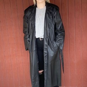 Black Leather Trench Coat